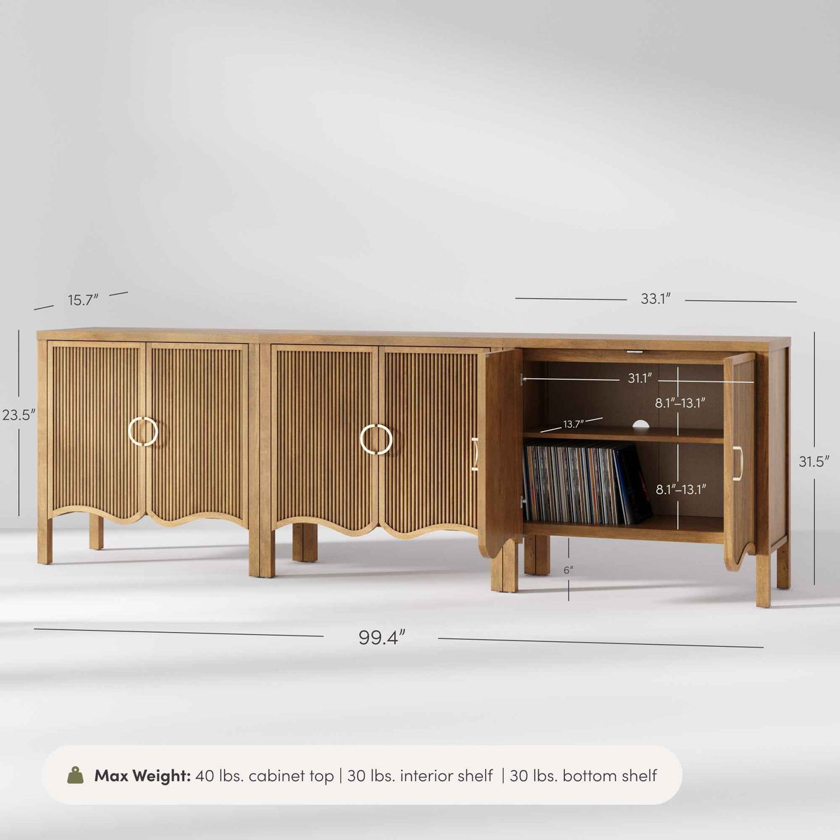Scott Fluted Teak Console Unit – Set of 3