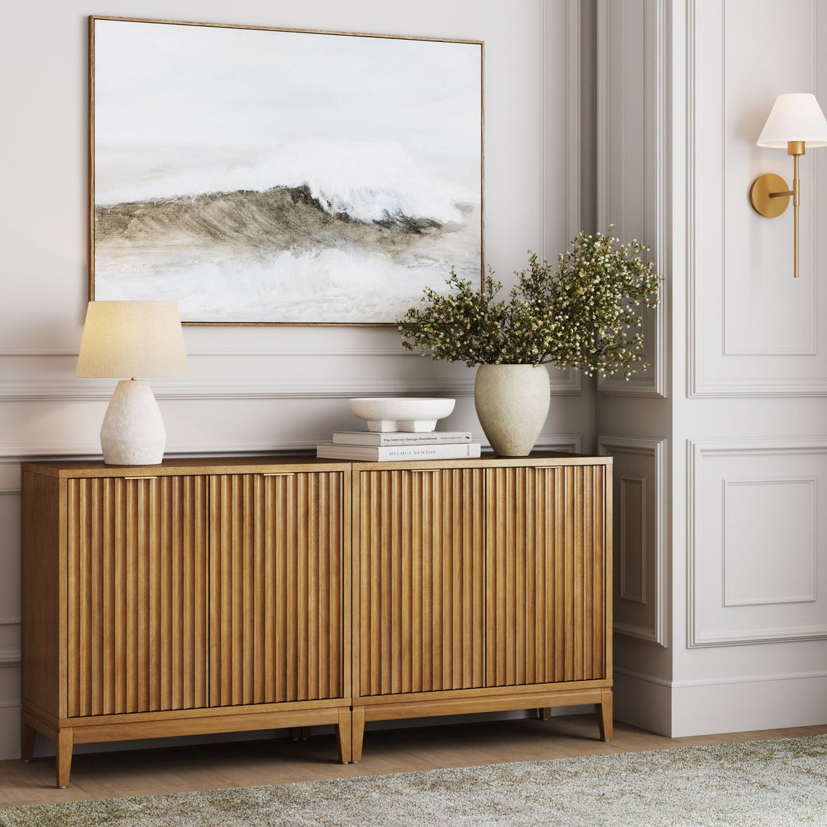 Jasper design reference by Nathan James; custom teak console unit by Gulmohar Wood Works Bangalore