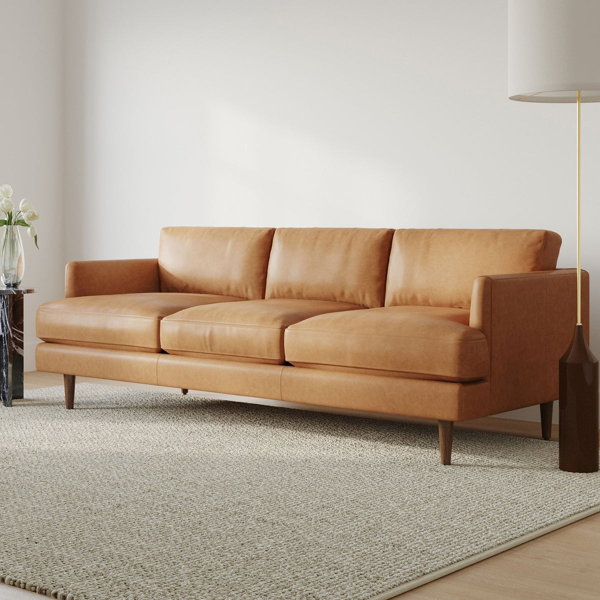 Haven Loft Style 86-inch Leather Sofa - design reference photo 1 for Gulmohar Wood Works