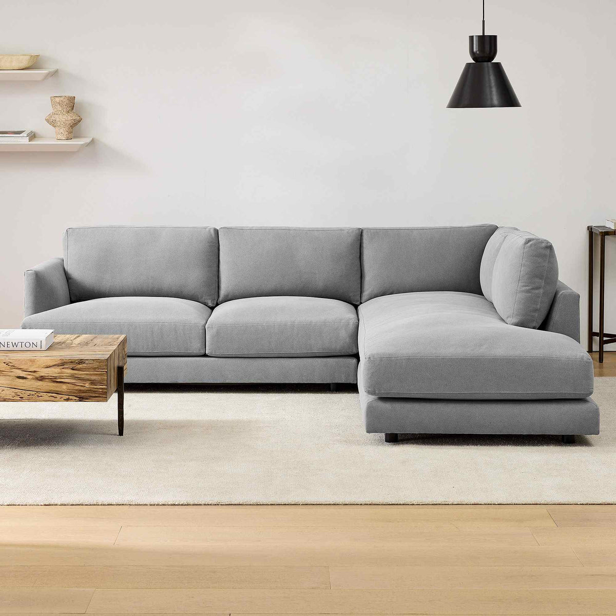 Haven Style 108-inch Fabric Bumper Chaise Sofa - design reference for Gulmohar Wood Works
