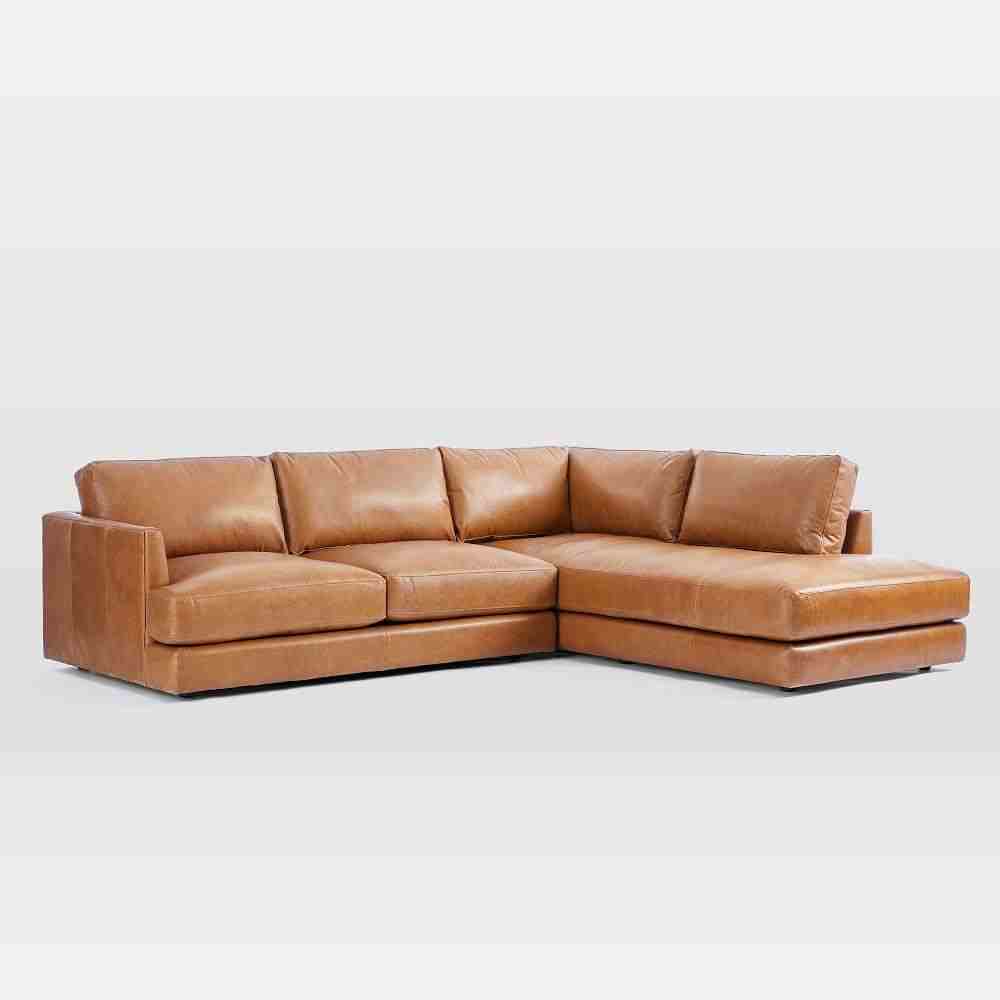 Haven Style 108-inch Leather Chaise Sectional - additional design reference view for Gulmohar Wood Works