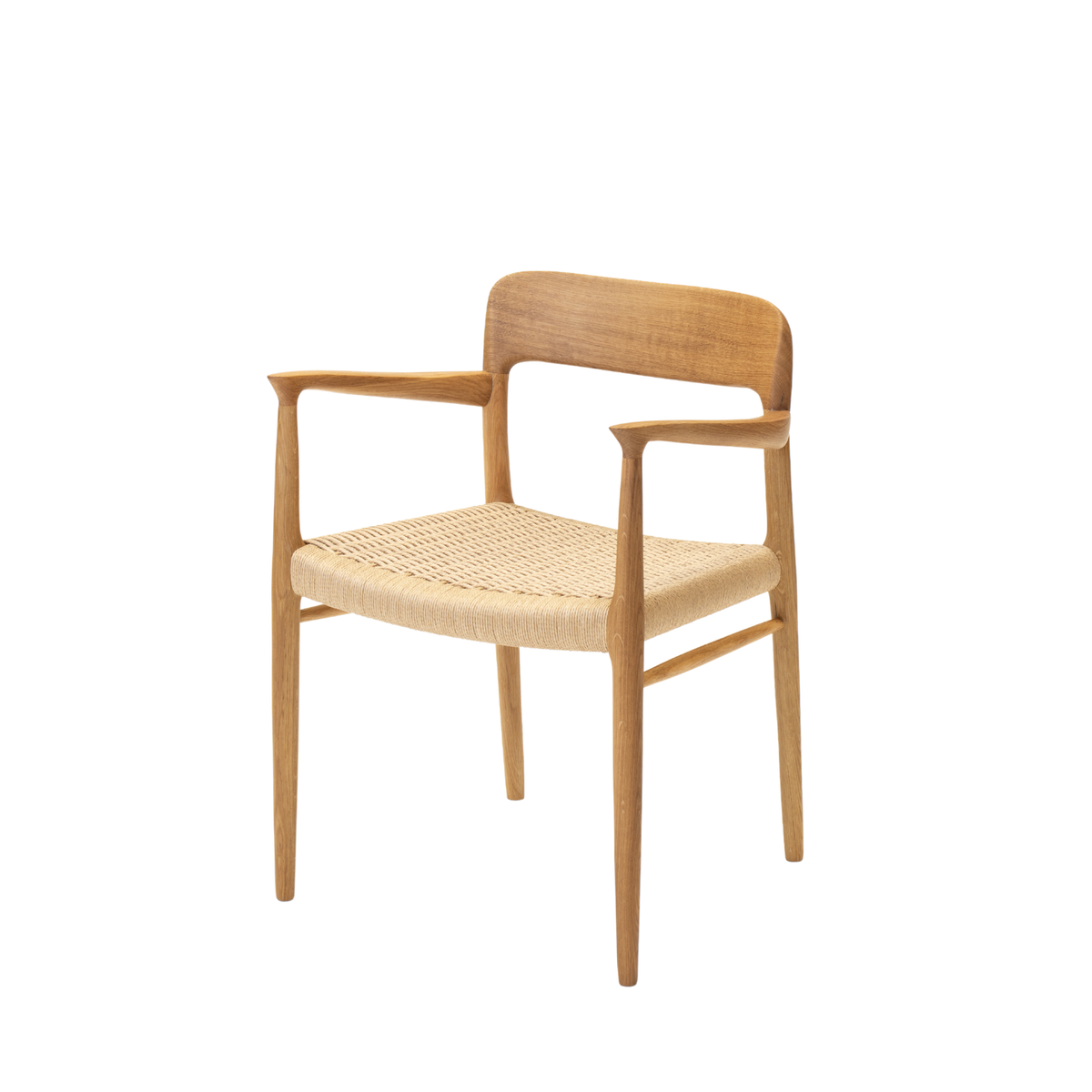Original J.L. Møller Model 56 design reference — alternate three-quarter view. Source: J.L. Møller. Custom Gulmohar teak version may differ.