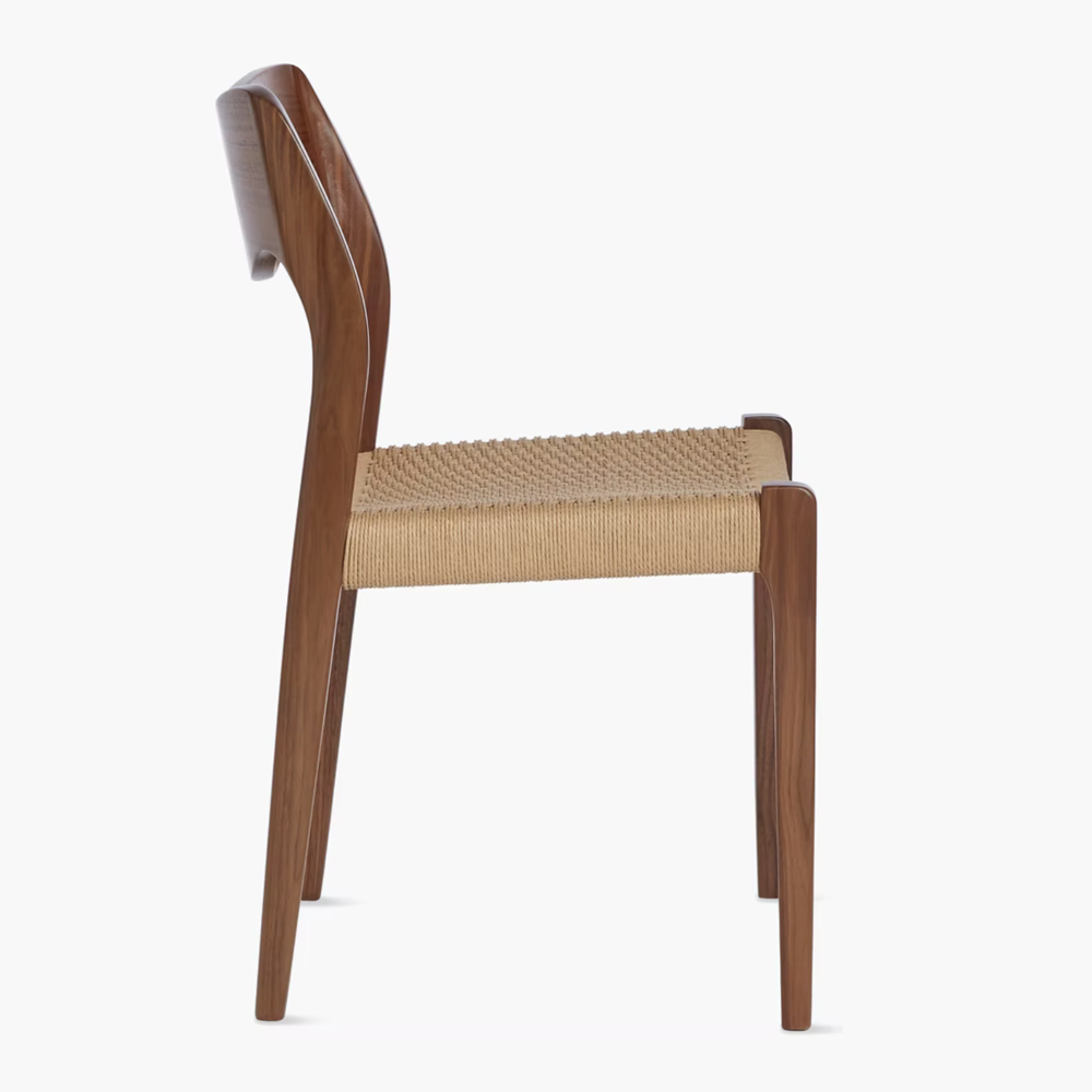 Original J.L. Møller Model 71 design reference — side view. Source: BLU KAT. Custom Gulmohar teak version may differ.