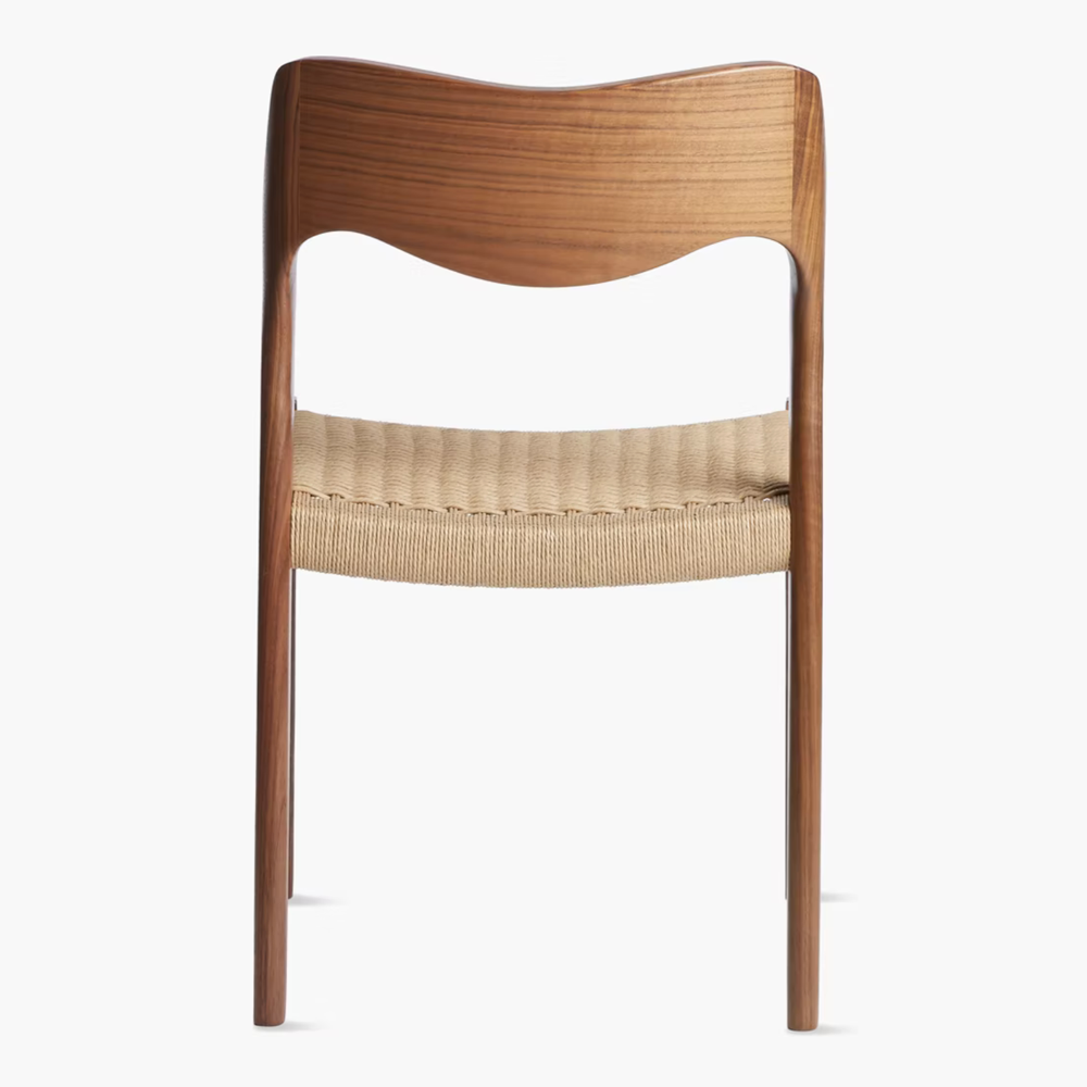 Original J.L. Møller Model 71 design reference — rear view. Source: BLU KAT. Custom Gulmohar teak version may differ.