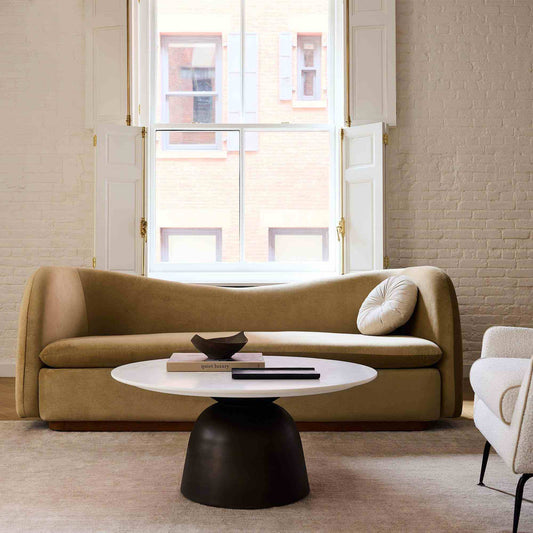 Kaufman Style 86-inch Velvet Sofa - design reference for Gulmohar Wood Works