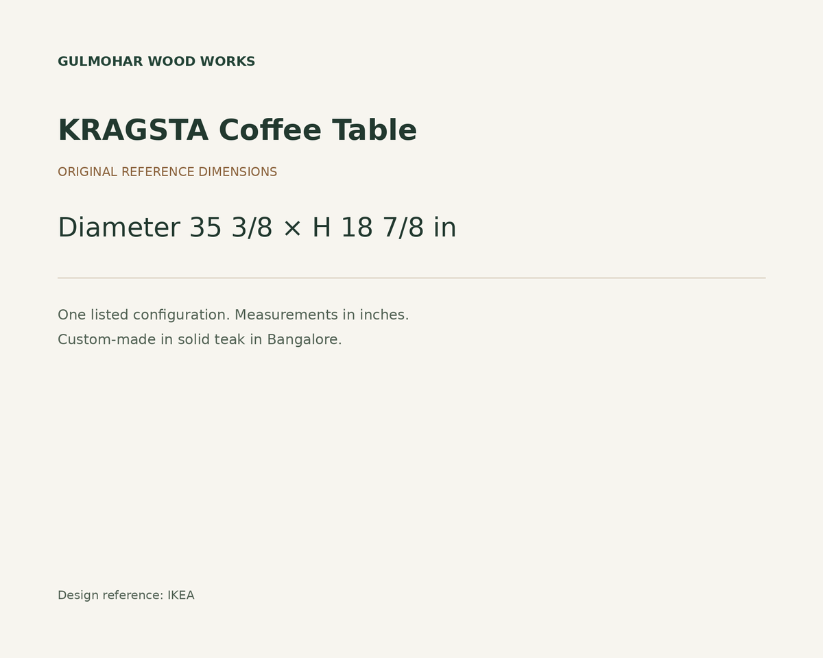 KRAGSTA Coffee Table dimensions: Diameter 35 3/8 × H 18 7/8 in