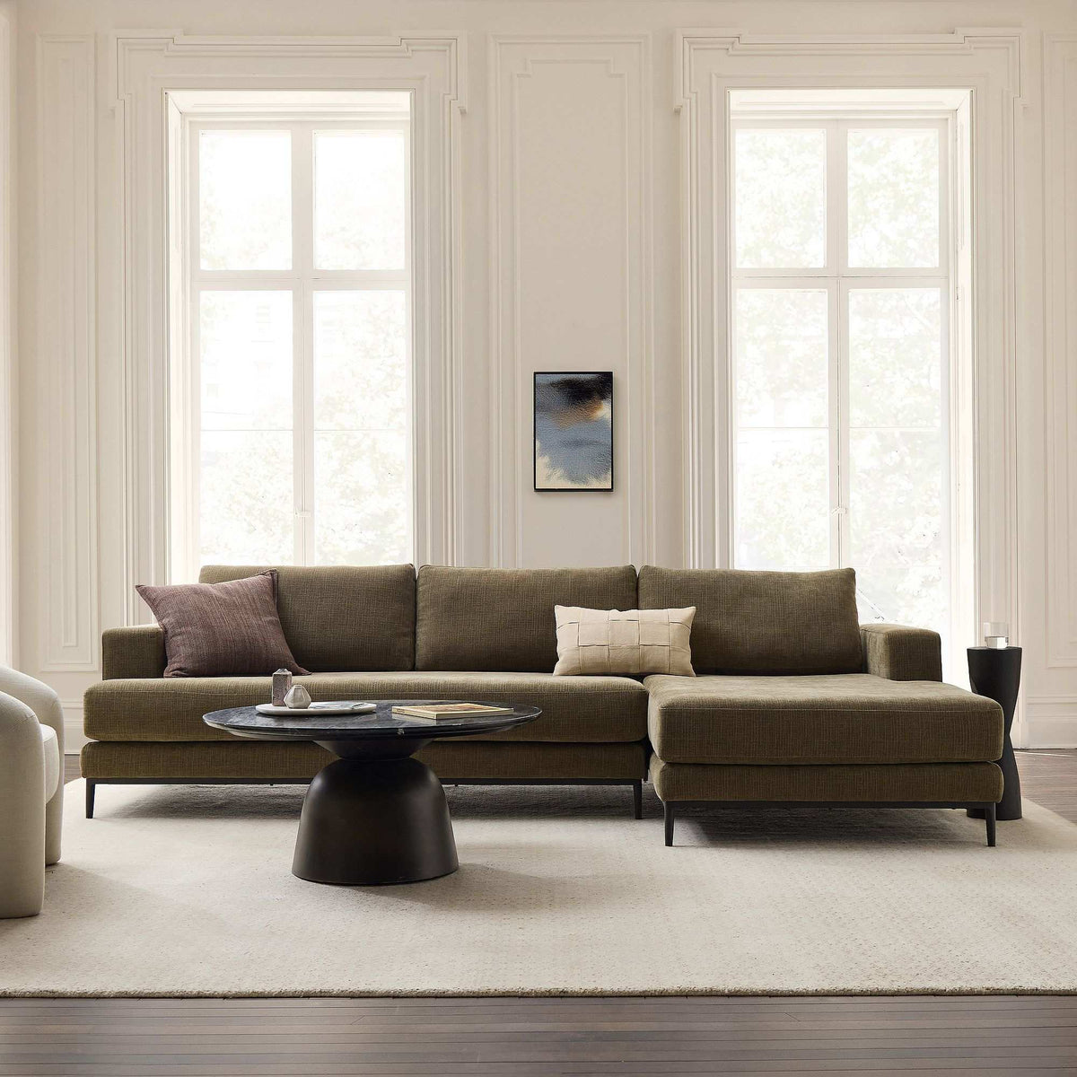 Landon Style 112-inch Chaise Sectional Sofa - design reference for Gulmohar Wood Works