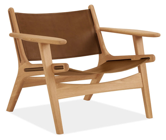 Lars Leather Lounge Chair - GULMOHAR WOOD WORKS - Made in Bangalore