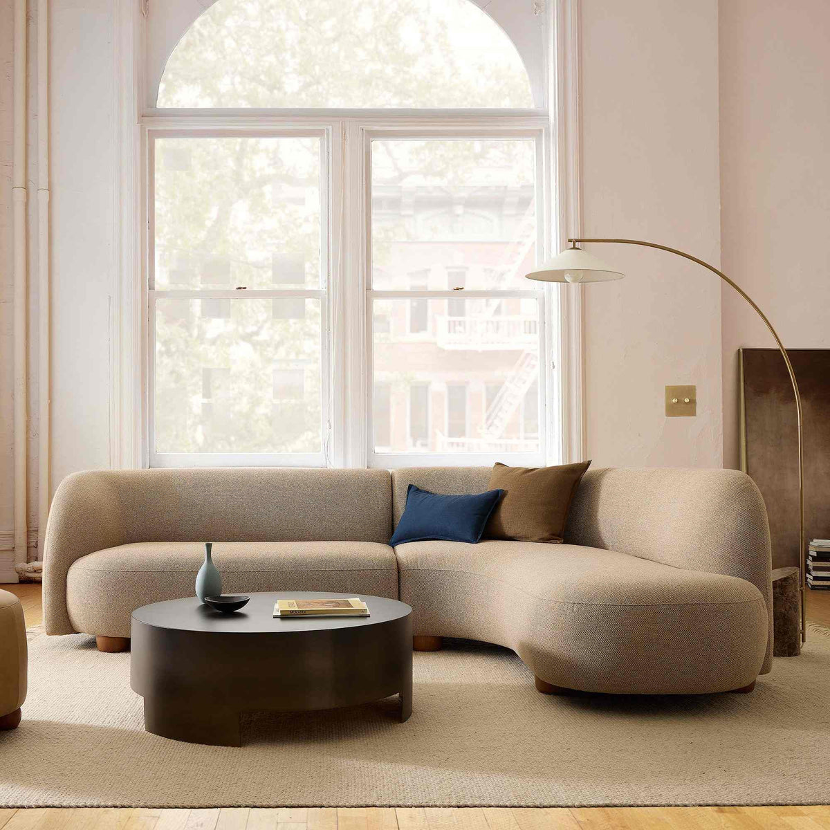 Laurent Style Wedge Chaise Sectional Sofa - reference view 3 for Gulmohar Wood Works