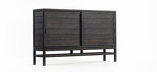 Japanese Museum Cabinet with Wood Sliding Doors