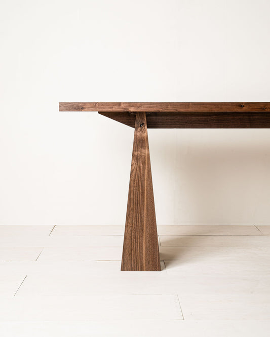 Odin Desk by Mythology, alternate view in walnut; design reference, not the finished Gulmohar teak version.