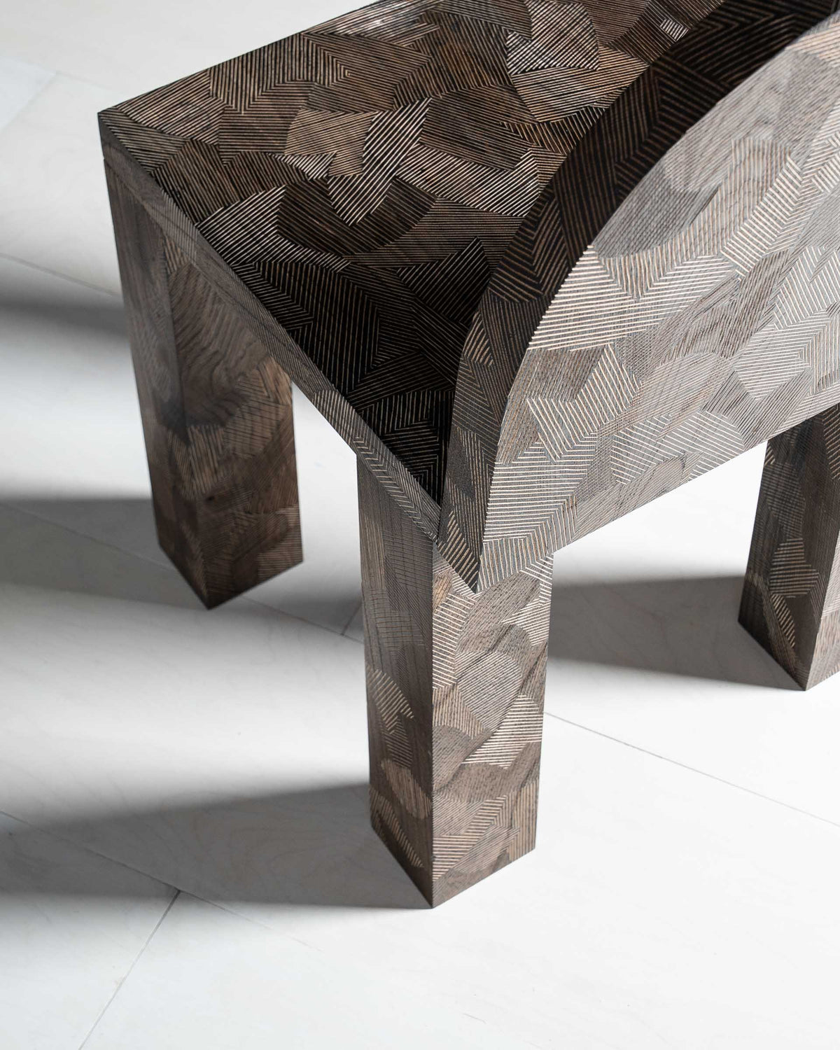 Sirona Chair by Mythology, detail view in English elm; design reference, not the finished Gulmohar teak version.