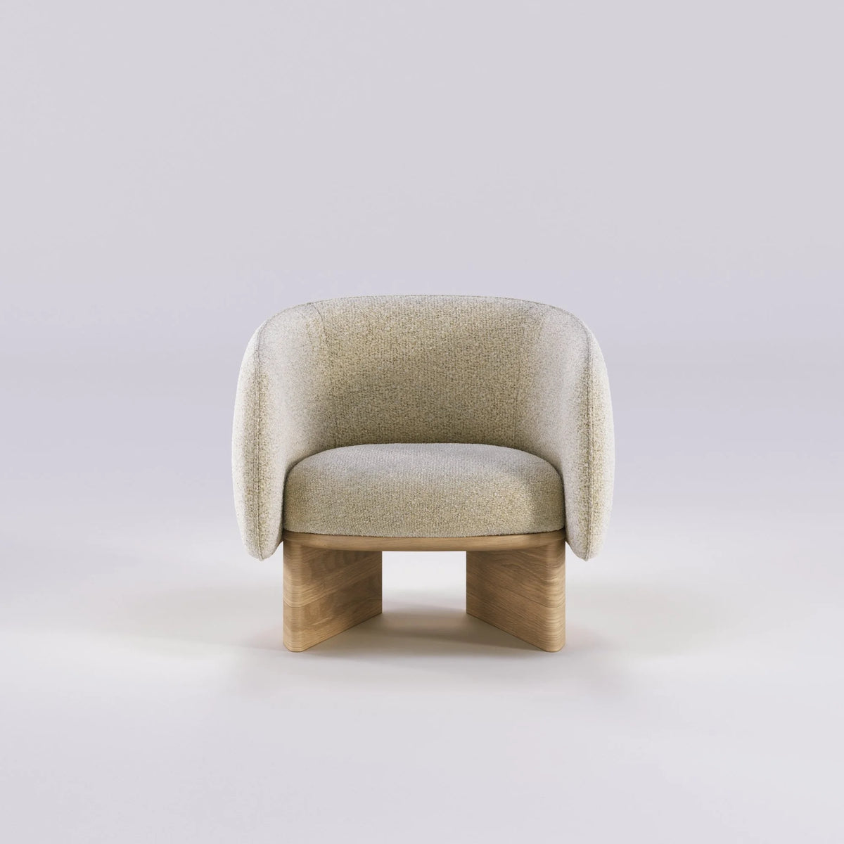 Nido Lounge Chair, front view in original oak finish; Wewood design reference, not Gulmohar teak photography