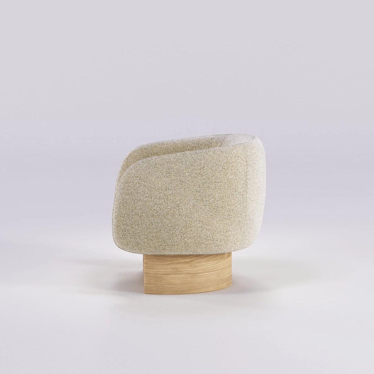 Nido Lounge Chair, side view in original oak finish; Wewood design reference, not Gulmohar teak photography