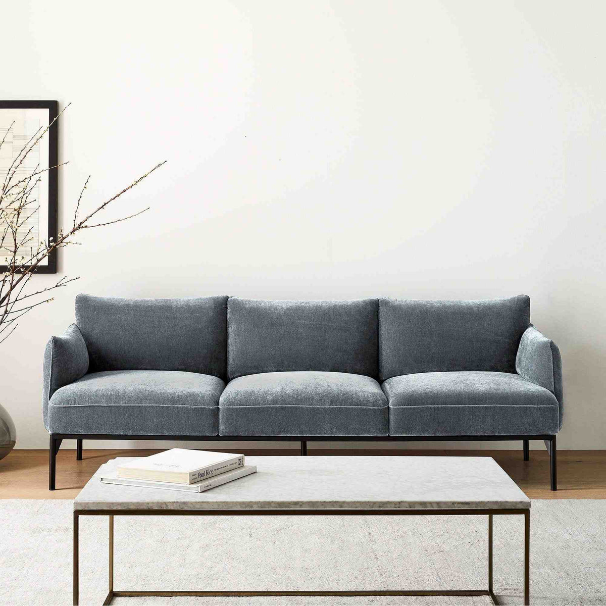 Penn Style 87-inch Chenille Sofa - design reference for Gulmohar Wood Works