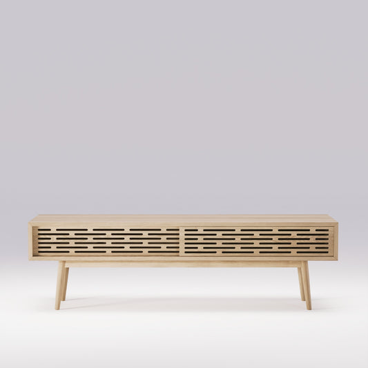 Radio Media Console front view; original oak design reference