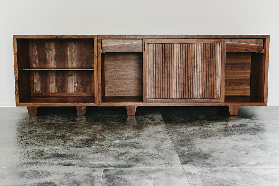 Riffel Bar — joinery and detail view; original Kendrick Anderson design reference, not a Gulmohar teak product photograph