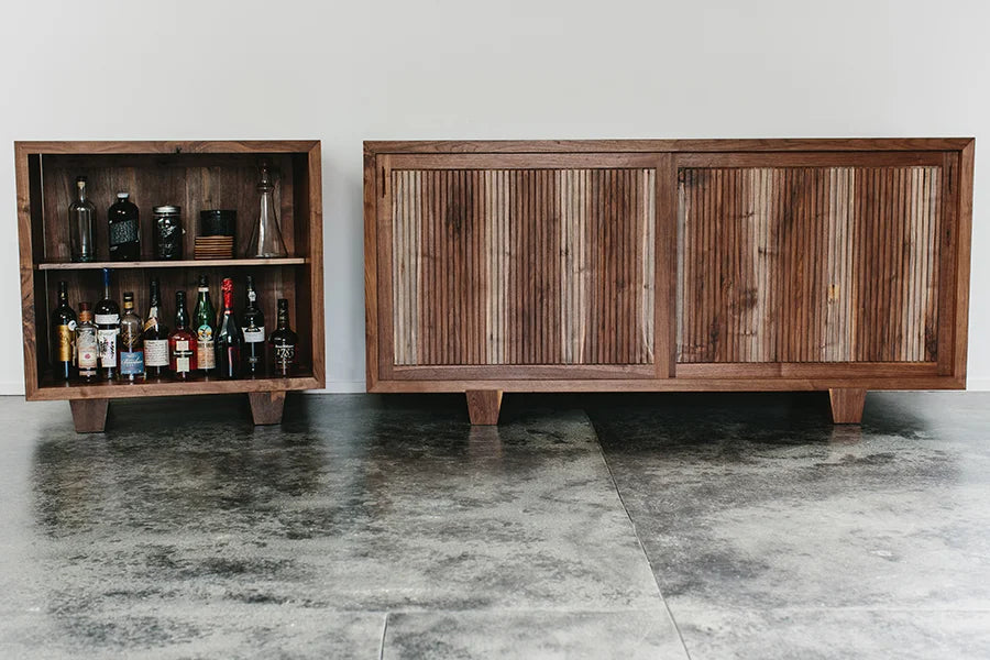 Riffel Bar — alternate view; original Kendrick Anderson design reference, not a Gulmohar teak product photograph