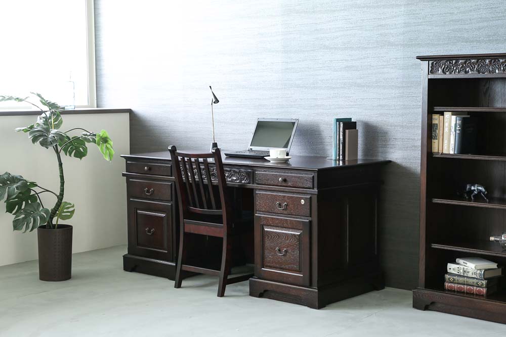 Bacchus 2sides drawers desk: Overall design reference; original design reference, not Gulmohar teak finish