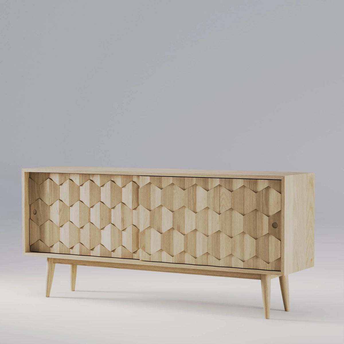 Scarpa Sideboard three-quarter view; original oak design reference