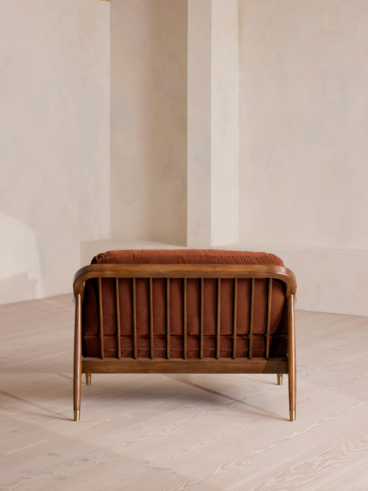 Soho Home Atlanta Loveseat Sofa, rear view. Original design reference; Gulmohar custom version uses teak.