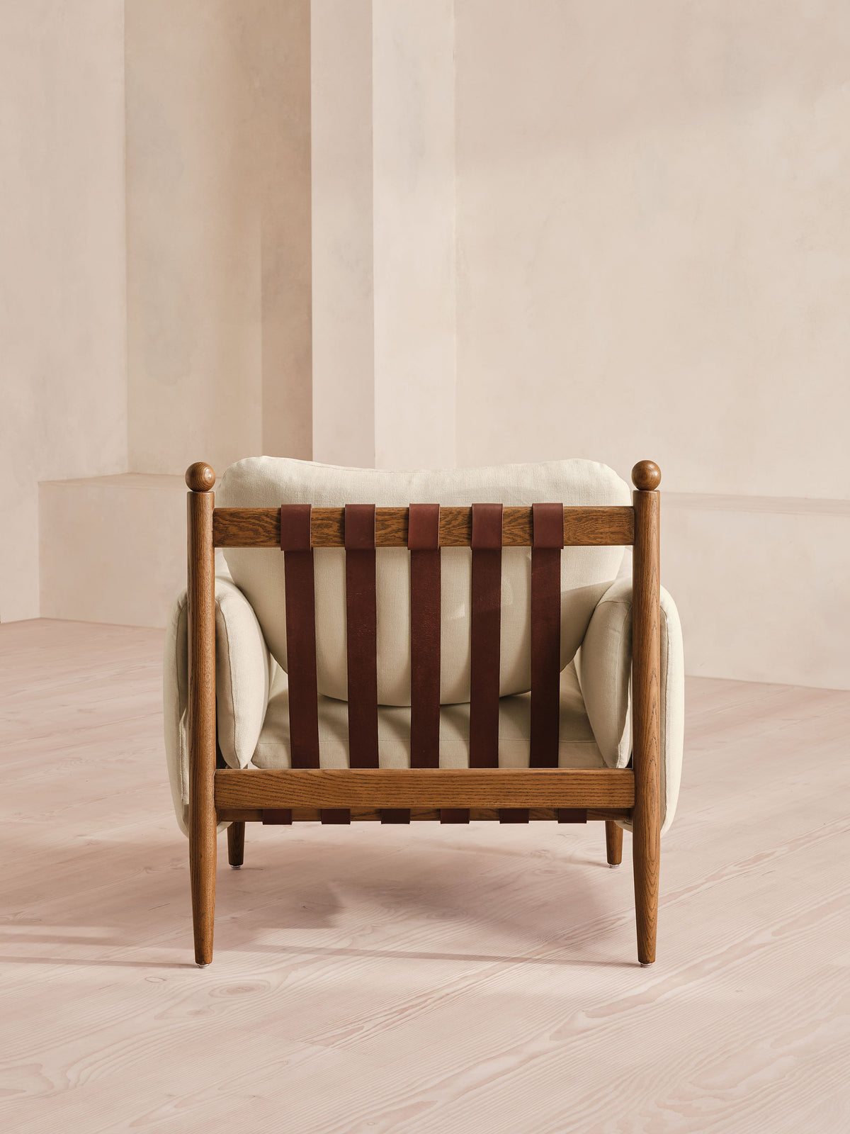 Soho Home Casper Armchair, rear view. Original design reference; Gulmohar custom version uses teak.