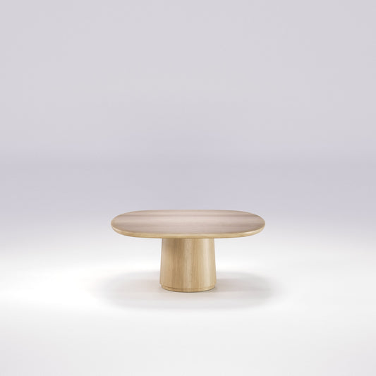Amos medium table, original Wewood design reference, view 7; source timber shown, Gulmohar version made in teak.