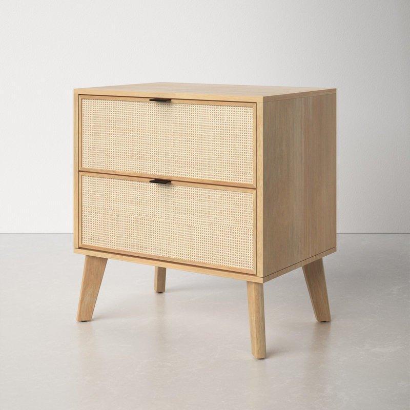 MARCUS Cane Front Nightstand - GULMOHAR WOOD WORKS - Made in Bangalore