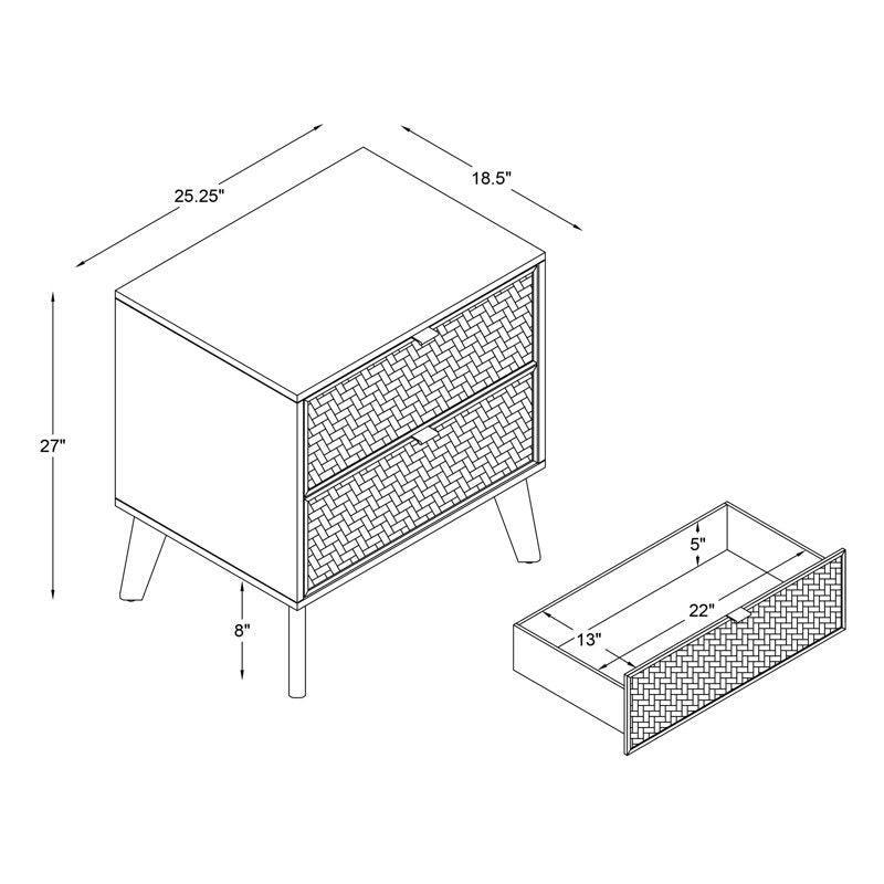 MARCUS Cane Front Nightstand - GULMOHAR WOOD WORKS - Made in Bangalore