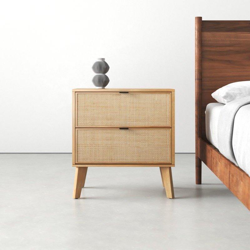 MARCUS Cane Front Nightstand - GULMOHAR WOOD WORKS - Made in Bangalore