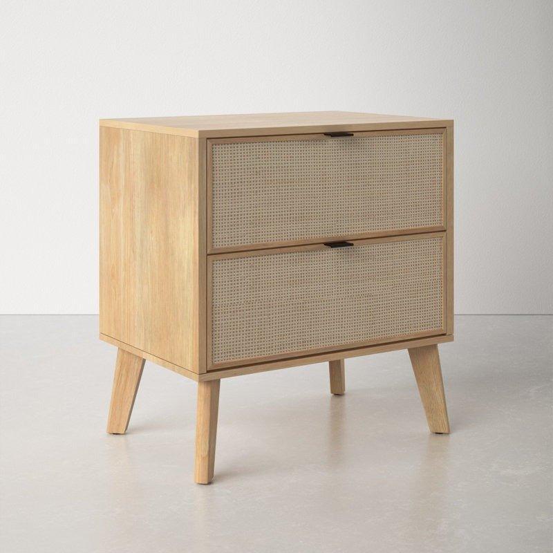 MARCUS Cane Front Nightstand - GULMOHAR WOOD WORKS - Made in Bangalore