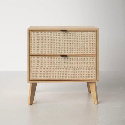 MARCUS Cane Front Nightstand - GULMOHAR WOOD WORKS - Made in Bangalore